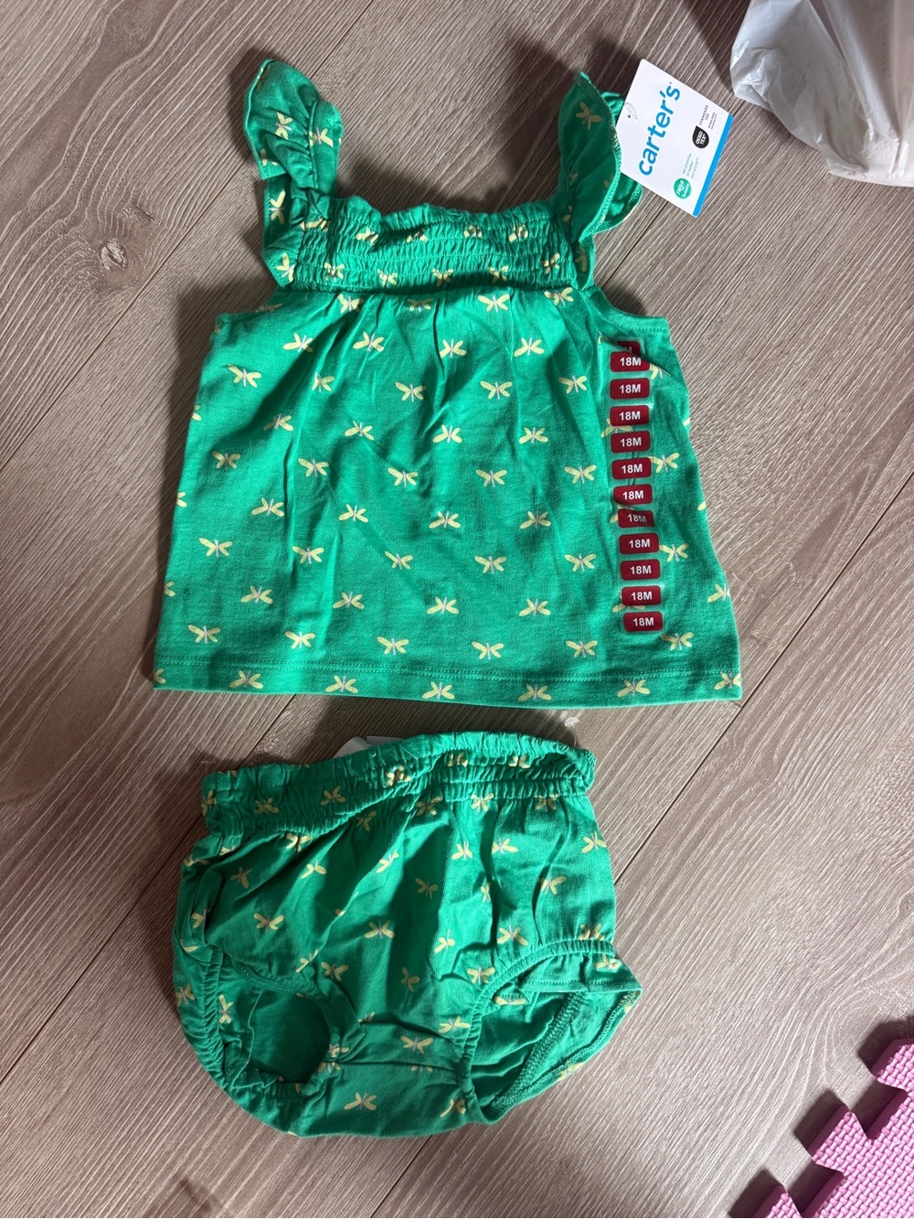 Carter's Green Dragonfly Dress & Bloomers Set
